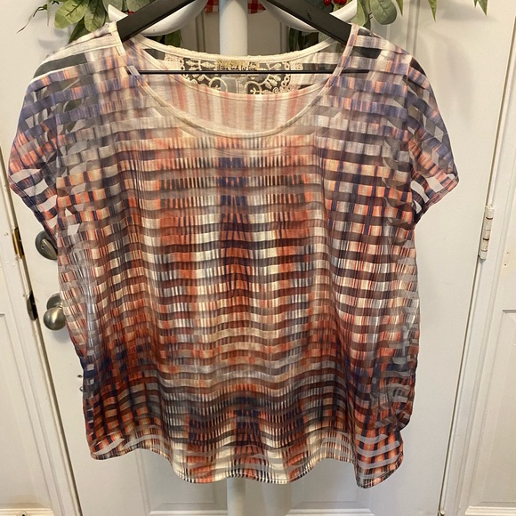 live and let live 2 pc set Ombre Sheer Stripe & Lace Top with Matching Tank XL - Picture 1 of 11